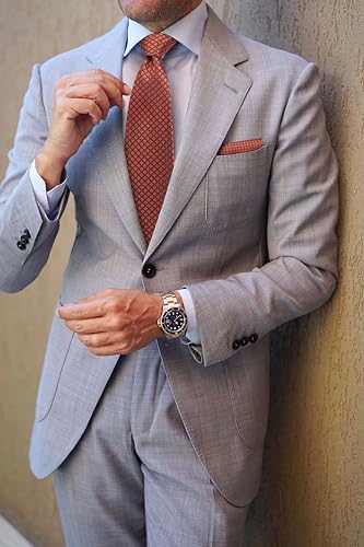 Image of HISDERN Mens Ties Plaid Tie and Pocket Square Set Classic Woven Formal Checkered Neckties & Handkerchief Wedding Party