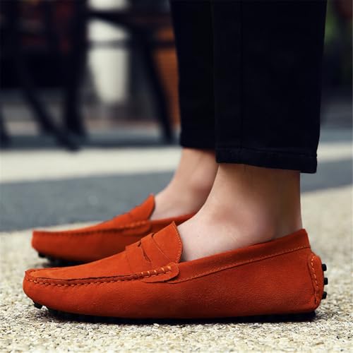 Image of ANUFER Men's Suede Leather Penny Loafers Comfort Driving Shoes Moccasin Slippers