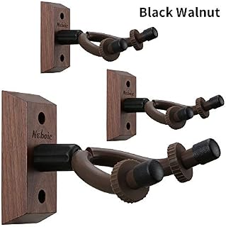 3 Pack Guitar Wall Mount, Neboic Wood Guitar Wall Hanger, Black Walnut Guitar