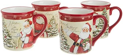 Certified International - 22823SET4 Certified International Holiday Wishes 18 oz. Mugs, Set of 4 Assorted Designs, One Size, Mulicolored