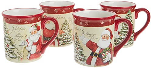 Certified International - 22823SET4 Certified International Holiday Wishes 18 oz. Mugs, Set of 4 Assorted Designs, One Size, Mulicolored