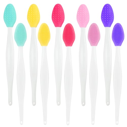 10 peças de escova esfoliante labial de silicone dupla face, ferramenta de limpeza macia para lábios