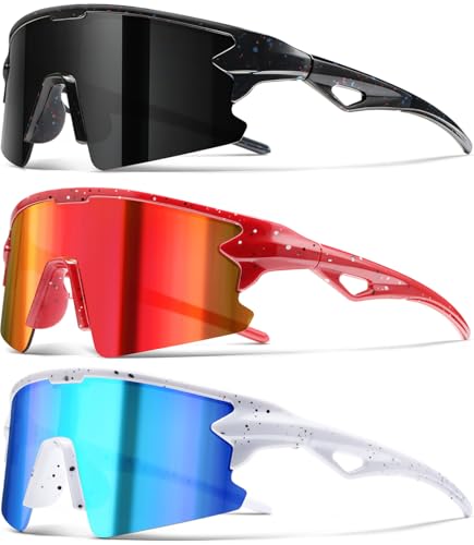 SQOQS Youth Baseball Sunglasses for Boys Girls Kids Sports Sun Glasses Softball Cycling UV400 Protection Ages 3-14