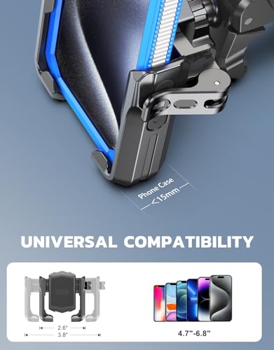 Zewdov 2024 Motorcycle Phone Mount, Bike Phone Holder Mount [Camera Friendly] [Built-in Holder for AirTag], Bicycle Scooter Phone Mount Handlebar Clamp, Compatible with iPhone Samsung, 4.7-6.8” Phones - Thumbnail 6