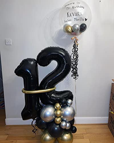 Image of 40 Inch Black 10 Number Balloons Giant 10 Balloons Black Birthday Balloons 10th Birthday Anniversary Events Party Decorations Supplies