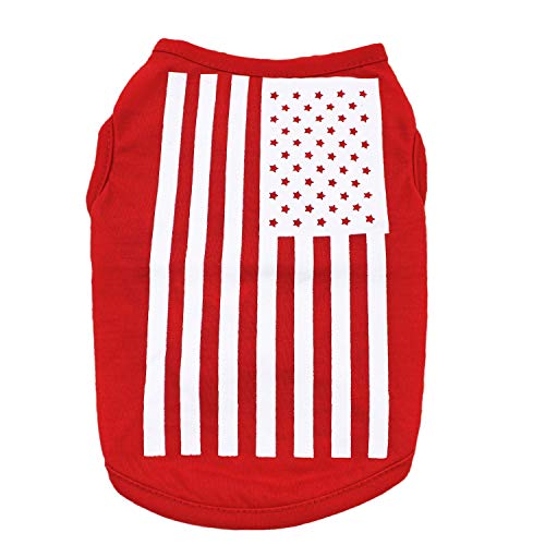 ZITION Pet Shirts Dog Shirt Puppy Summer Vest for Small Medium Big Dogs Boys and Girls, Pet Clothes Plus Size (S, Flag-Red)