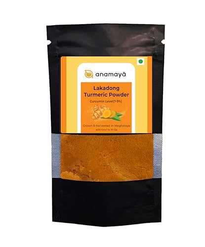 Lakadong Turmeric Powder 400gms | Ground Turmeric with 7 to 9% Curcumin Content | Packed in a reusable jar | Sourced from Jaintia Hills of Meghalaya