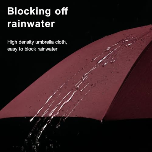 Image of STAR WORK Small Wooden Handle Compact UV Protection Umbrella, Automatic Open Hook Handle Stick Golf Umbrellas for Rain, Sun & Wind Protection.
