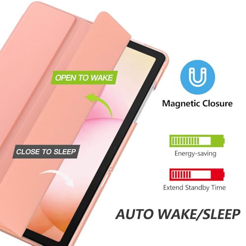 Image of MoKo for Samsung Galaxy Tab A11 Plus / A11+ Case 11 Inch 2026, Galaxy Tab A9 Plus / A9+ Case 11 Inch 2024, Slim Stand Hard PC Translucent Back Shell Smart Cover, Auto Wake /Sleep, Apricot Orange