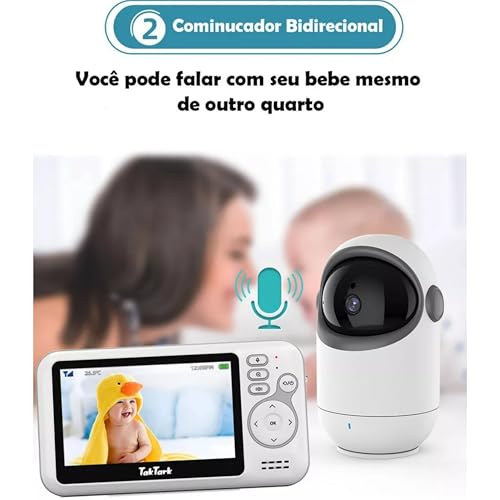 Babá Eletronica ТаkТаrk BM812, Zoom Digital 3x, Pan & Tilt, 2 Way Audio, Zoom Digital, Câmera Sem Fi
