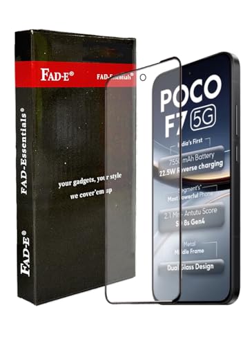 Image of FAD-E Tempered Glass Screen Guard (with camera hole) Compatible for Poco F7 5G (Transparent)