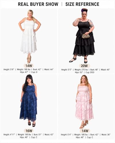 Image of Plus Size Summer Dresses - Floral Beach Wedding Guest Semi Formal Tiered Flowy Long Sundress
