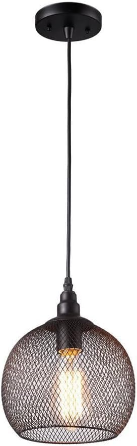 Suspension industrielle cage noire pour illuminer un îlot de cuisine