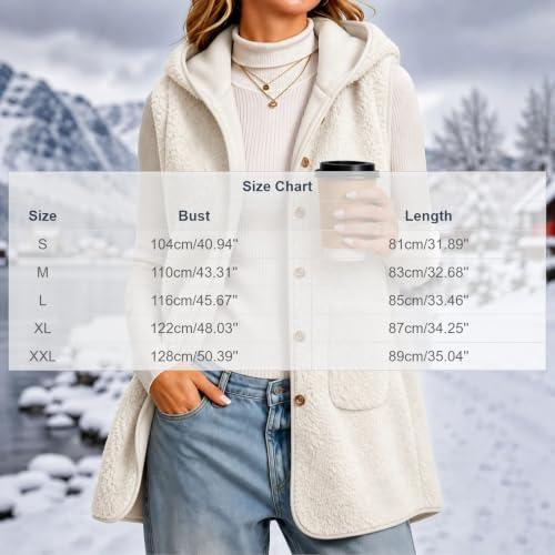 Fleece Vest Women Mid Length Sherpa Vest Hooded Fleece Sleeveless Jacket - image 3