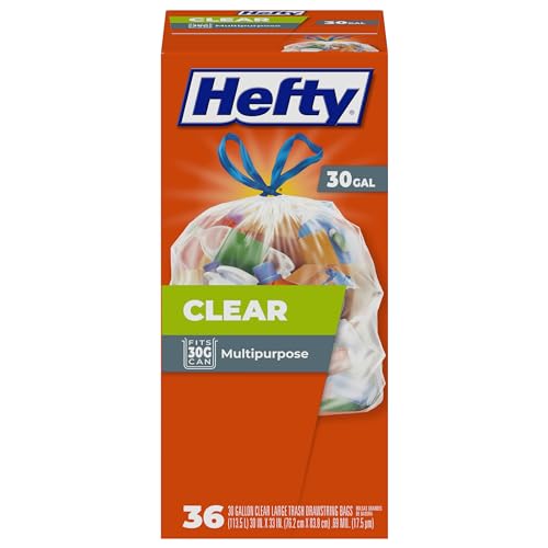 Hefty Clear Trash Bags, Clear, 30 Gallon, 36 Count