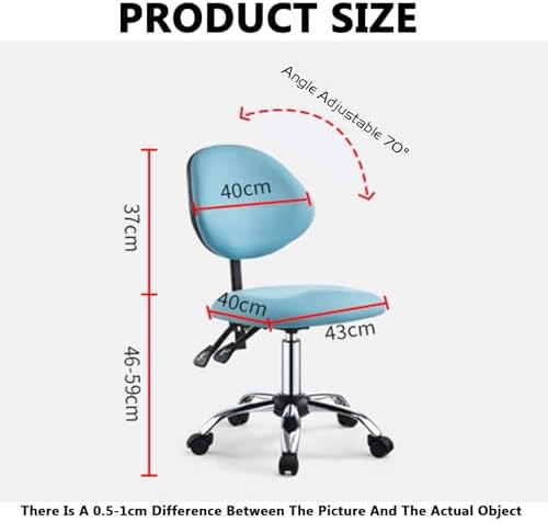 Adjustable Saddle Stool with Backrest, 360° Rotatable, Height 46-59cm, Ergonomic Chair for Home Office & Beauty Salon, Rolling Wheels - Blue
