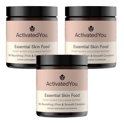 ACTIVATEDYOU Essential Skin Food Advanced Skincare Collagen Elastin Support Supplement for Aging Skin Helps Improve Appearance of Face Texture Sagging w/Dermaval Vitamin C (30 Count (Pack of 3))