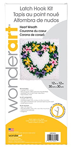 Image of WonderArt Heart Wreath Latch Hook Kit, 12 inch X 12 inch