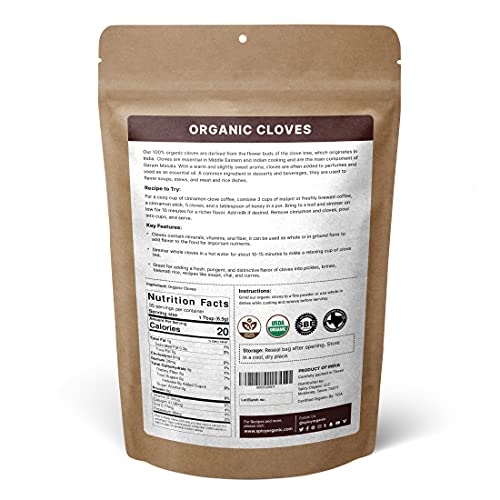 image for SPICY ORGANIC Cloves Whole - 100% Pure USDA Organic - Non-GMO, Keto Fr