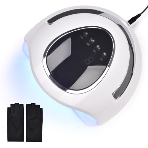 Rolabling LED/UV Nail Lamp 48W Nail Dryer UV Light for Gel Nails with UV Glove 48 Lamp Beads Nail Lamp with 4 Times Setting UV Lamp Ideal Gift for Women Girls