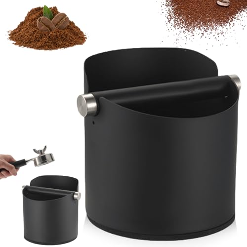 Récipient de 600 ml pour porte-filtre, en acier inoxydable pour une élimination facile du marc de café humide pour machine à expresso porte-filtre (noir)
