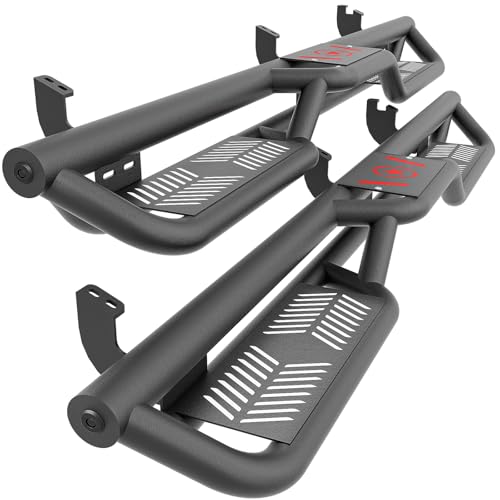 YZONA Running Boards Side Steps Compatible for 2010-2024 Toyota 4Runner Trail Edition, 2014-2024 Toyota 4-Runner SR5 / TRD Pro (Without Side Skirts), Two Stairs Design Bolt-on Side Steps Nerf Bar