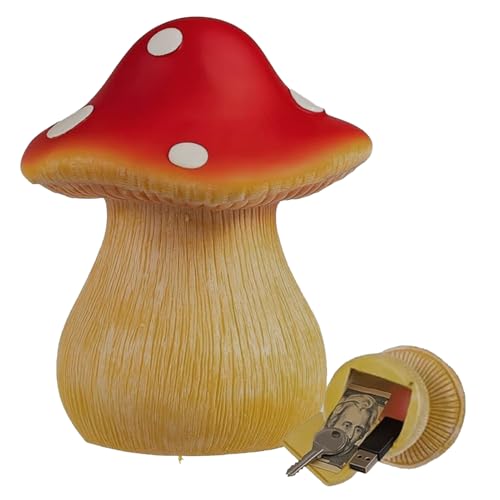 Mushroom Hider – Outdoor Spare Storage for Discreet Access | Weather Sealed Secret Canister with Realistic Garden Look & Compact Interior Design for Yard Placement Patio Corners Porch Displays