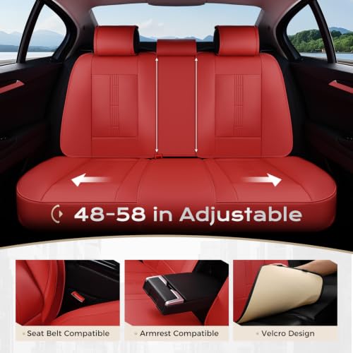 Image of Coverado Car Seat Covers Full Set, Front Seat Covers with Lumbar Support and Back Seat Cover Waterproof Leather Automotive Seat Cover, Universal Car Interior Protectors Cushion for Most Cars
