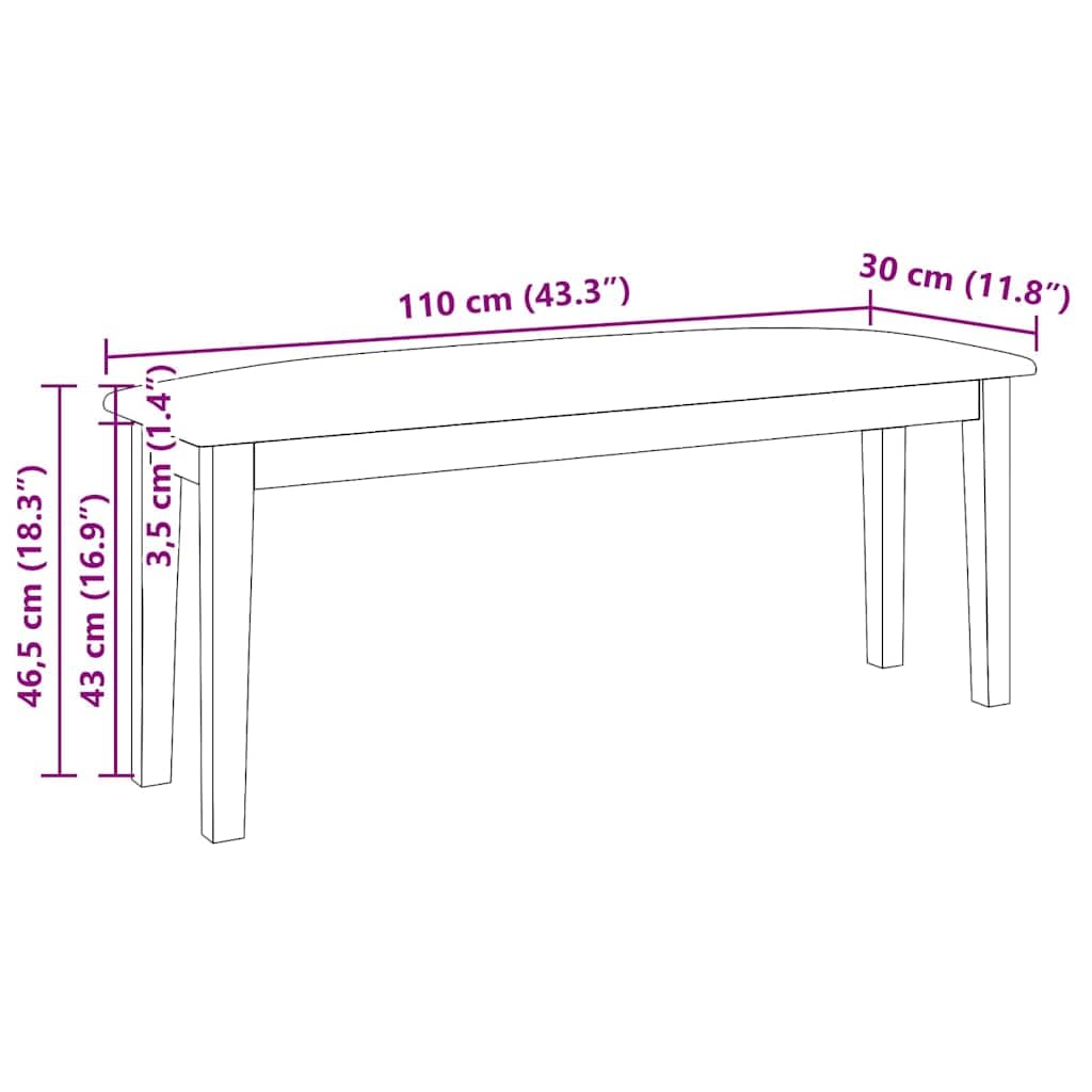 VidaXL Banc 110 cm Bois massif Blanc