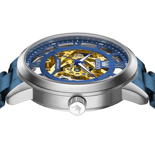 Image of OLEVS Automatic Watches for Men 43MM Skeleton Large Dial 3Hand Self Winding Watch Stainless Steel Dress Luxury Mechanical Waterproof Luminous Wirst Watch Gift