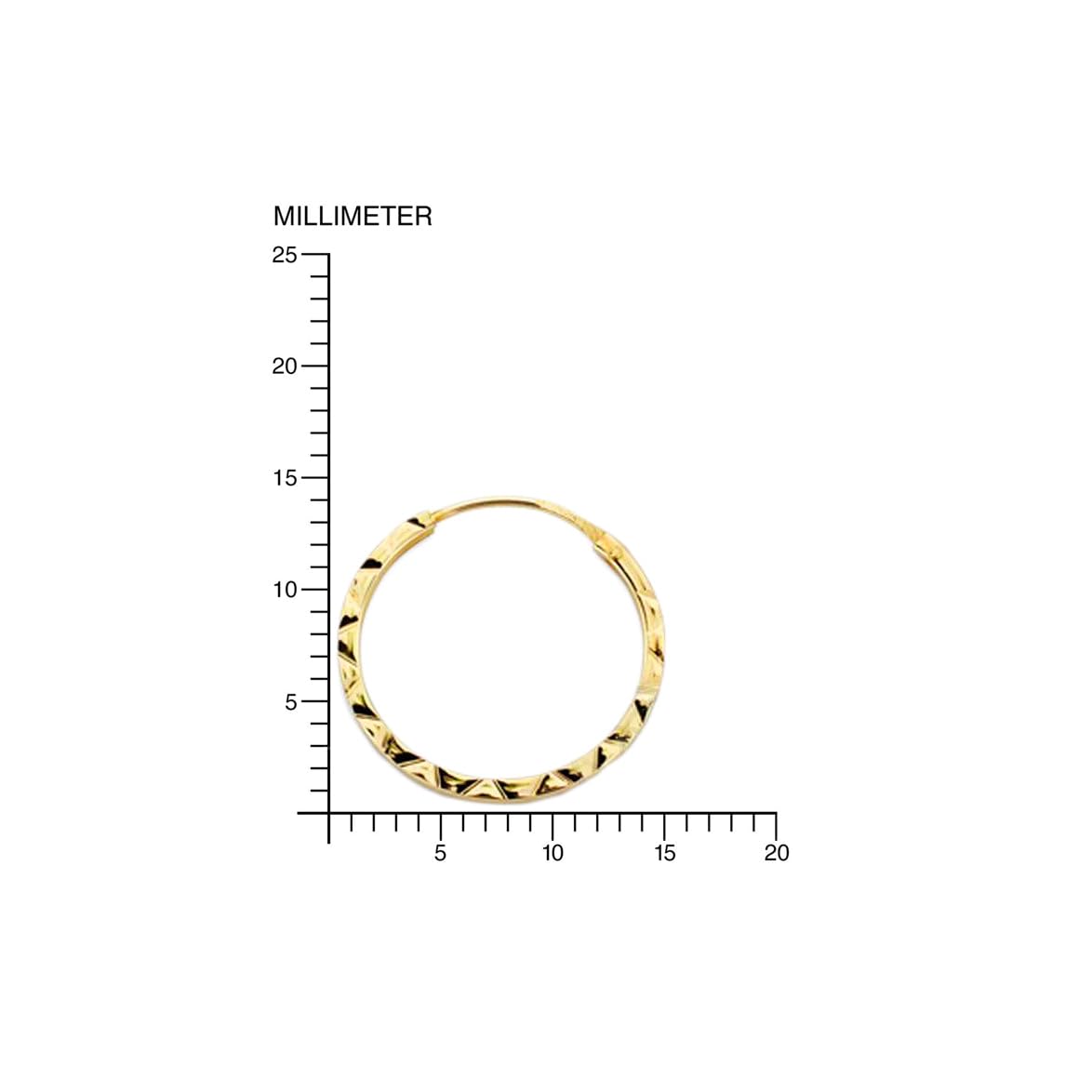 Damen & Kinder Creolen Hoop 14x1 mm Ohrstecker - Gelbgold 9 Karat (375) - Scatola Regalo - Certificato di garanzia