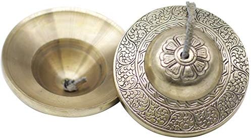 Gandhanra Tibetan Tingsha Bell with Beautiful Case For Sound Healing,Yoga,Meditation,Mindfulness - Tingsham Cymals,Chimes Bells-Hand Tuned to Key-Handmade in Nepal,Lucky Cloud Embossed