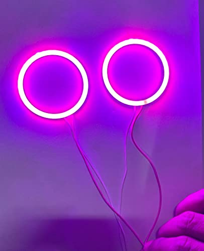 Image of Universal 60MM 2PC /SET Car Bike DRL Daytime Running Light Angle Eyes LED Ring COB LED Halo Ring Purple