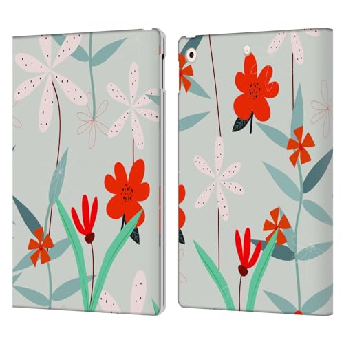 Étui iPad 10.2 en cuir Haroulita Rouge Doodles housse protection de tablette