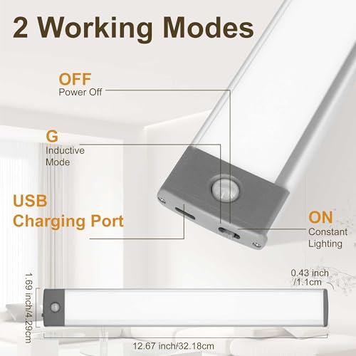 LEPOTEC 30 LED sob a iluminação do balcão, luz de armário de cozinha de movimento, luzes de armário