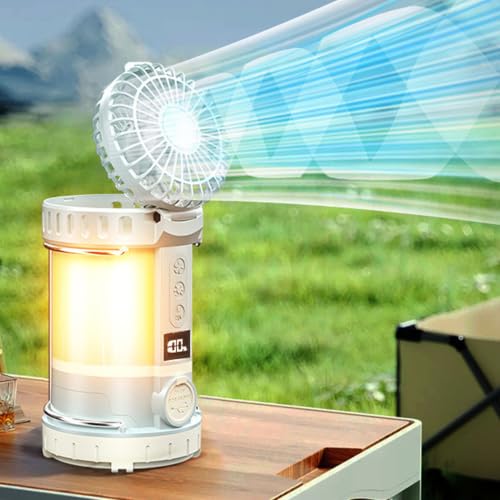 Linterna de camping recargable ventilador pantalla digital luz exterior 2