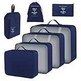 Produkt Finder 7-Teilige Koffer Organizer Set, Kleidertaschen, Koffer Organizer für Urlaub und Reisen, Packwürfel Set Reise Würfel (Dunkelblau)