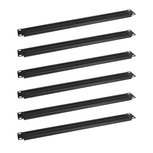 RackPath 6 Pack-1U Brush Rack Mount Panel Spacer for Cable Entry for 19in Server Rack Enclosure or Network Cabinet Black