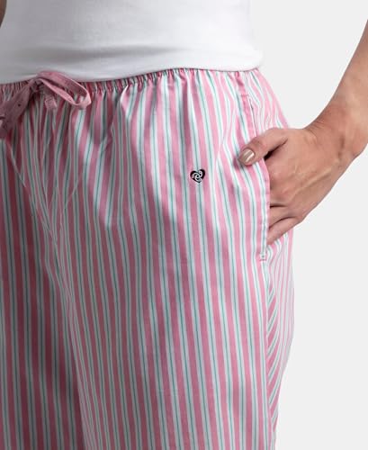Image of Jockey RX06 Women's Super Combed Cotton Woven Fabric Relaxed Fit Striped Pyjama with Side Pockets (Checks & Prints May Vary)