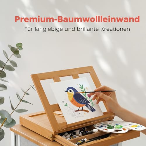 Zenacolor Leinwand Zum Bemalen 20x20cm (10 Stück) - Leinwände Set 280 g/m² 100% Baumwolle - Für Acrylfarbe, Ölmalerei, Gouache