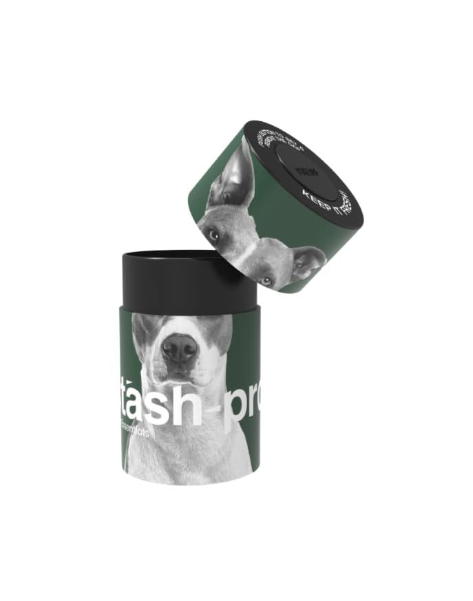 Image of Stash-Pro Vacuum Storage Jar - Street Alpha Edition | 10cm x 5.6cm Airtight Container | Smell-Proof, Push Button Seal | Stylish Dog Print Storage for Herbs, Spices & Essentials
