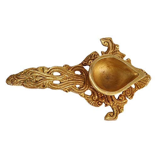 Diya huile or précieux avec longue poignée artisanale Frienemy 694