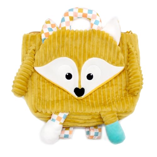 LES DÉGLINGOS Sac à Dos en Velours Côtelé, Design Mignon avec Bretelles à Carreaux, Sac Crèche dès 18 Mois