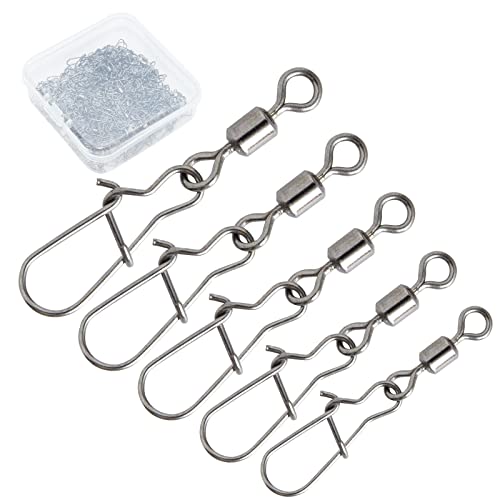 FRUHLING 150 piezas Emerillones de Pesca Barril de Pesca Giratorio Anillas Pesca Conector línea Pesca Acero al Carbono para Pesca en Agua Salada Pesca de Agua Dulce Bass Trucha Carpa Baracuda Cover