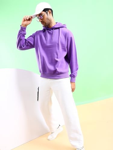 Image of The Indian Garage Co Men Regular Fit Solid Overhead Hooded Sweatshirt