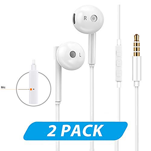 Wired Earbuds Headphones, 3.5mm Jack, Noise Canceling Earphones with Built-in Mic&Volume Control Compatible