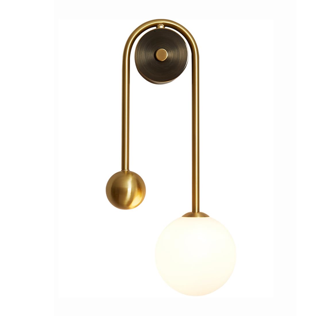 ITOSUI Brass Wall Sconce - Indoor Bedside Light Fixture Glass Lampshade for Bathroom, Hallway, and Bedroom(Right,Medium)