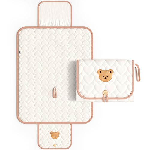 Image of NEEEZE Baby Changing Pad Portable | Portable Changing Pad for Baby | Travel Diaper Changing Pad | Compact & Foldable Baby Diaper Changing Mat | Baby Changing Mat Portable | Bear - 21.5" x 27.5"