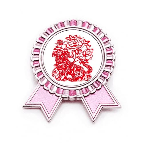 Broche chien en découpe de papier rose M en métal pour Nouvel An