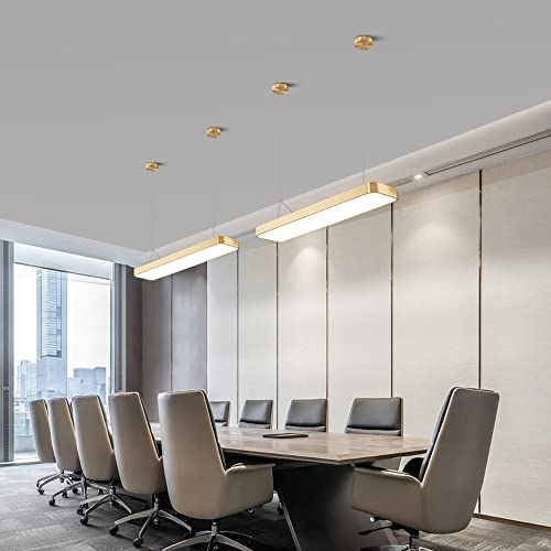 Lustre bar LED laiton suspension long format salon moderne design - 2
